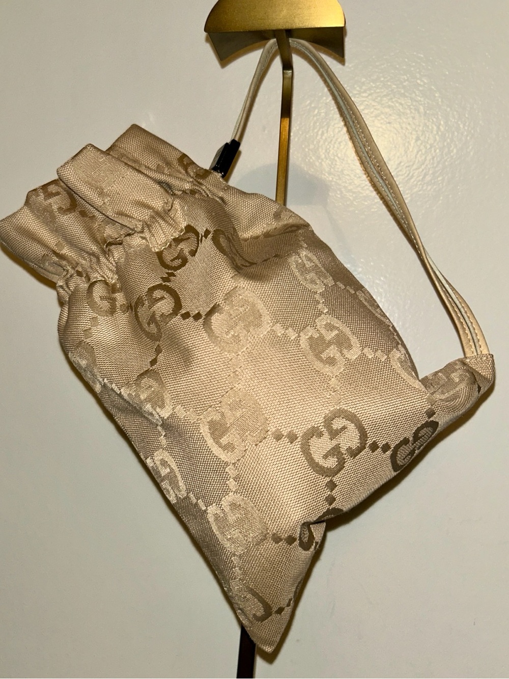GUCCI GG Canvas Pouch/Mini Bag, Beige